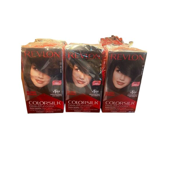 9 Pack Revlon Colorsilk Permanent Hair Dye 11 SOFT BLACK New - Picture 1 of 4